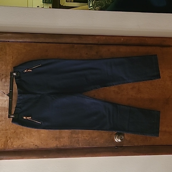 Charter Club Pants - blue trousers with gold zippered pockets